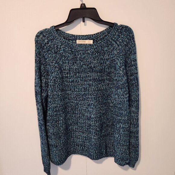 Faded Glory Women's Long Sleeve Crew Neck Cotton Knit Pattern Blue Sweater - XL - Picture 1 of 7